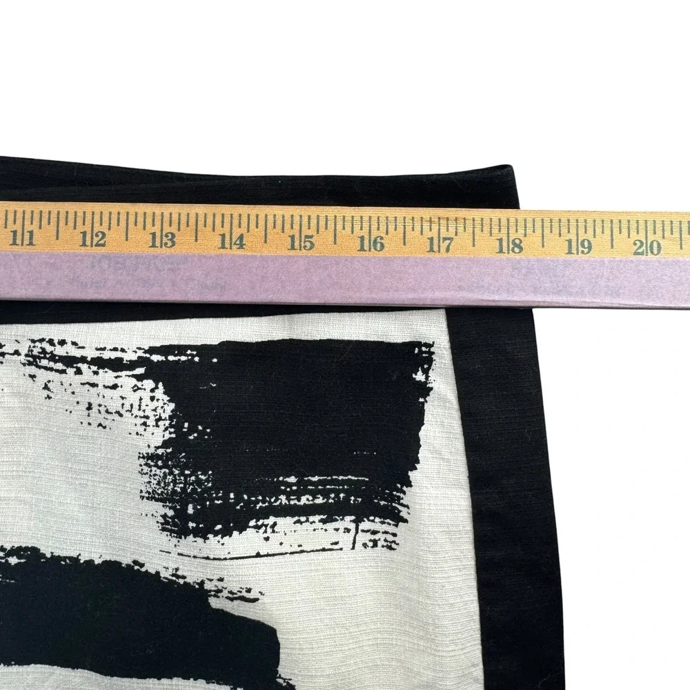 Ann Taylor Black White Abstract Brushstroke Mini Skirt Cotton Blend Size 14